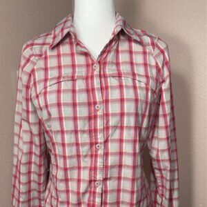 Columbia Women’s S Pink Plaid Long Sleeve Fishing Shirt Omni-Shade
